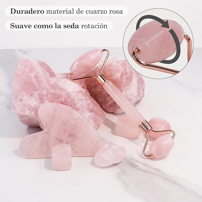 GUGUG Rose Quartz Gua Sha, Anti-Wrinkle Facial Roller for Toning and Firming the Skin – Anti-Wrinkle Massage Tool for the Face