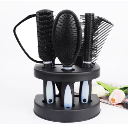4/5-Piece Hair Brush and Mirror Set – Air Cushion Comb, Curly & Straight Hair Detangling Brushes with Stand