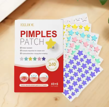 240 pcs new pimple patches — heart/star/flower/round-shaped acne patches that hydrate and cover blemishes and imperfections.