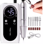 Professional 45,000 RPM portable electric nail drill, rechargeable low-noise nail file grinder for manicure salon use