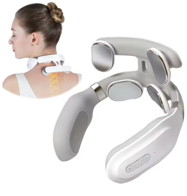 Neck massager machine, with 4 heating modes for head and neck protection, lightweight vibration compression device for breathing support, cervical spine massager