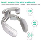 Neck massager machine, with 4 heating modes for head and neck protection, lightweight vibration compression device for breathing support, cervical spine massager