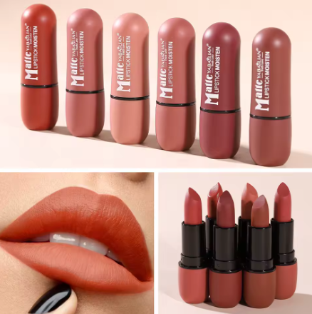 Velvet Matte Lipstick Set of 6 – Soft, Waterproof & Long-Lasting Color