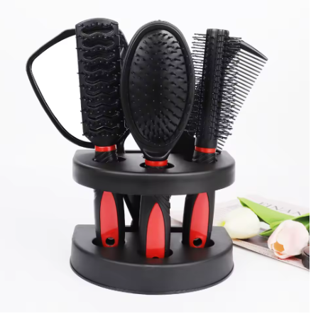 4/5-Piece Hair Brush and Mirror Set – Air Cushion Comb, Curly & Straight Hair Detangling Brushes with Stand