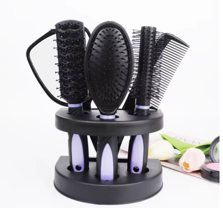 4/5-Piece Hair Brush and Mirror Set – Air Cushion Comb, Curly & Straight Hair Detangling Brushes with Stand