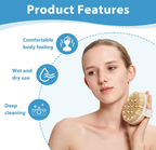 Natural Bristle Body Brush – Dry Brushing Exfoliating Massage Brush for Skin Texture & Lymphatic Drainage