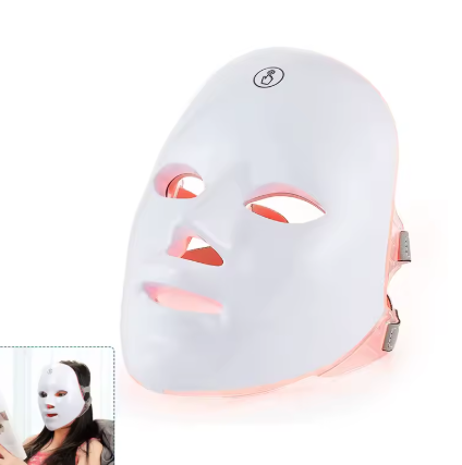 Wireless 7-color LED beauty device, photon facial and neck skin tightening and rejuvenation mask