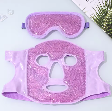 New SPA hot and cold ice full-face eye mask, ice pack for sleeping that reduces facial puffiness and dark circles, gel bead compress for women