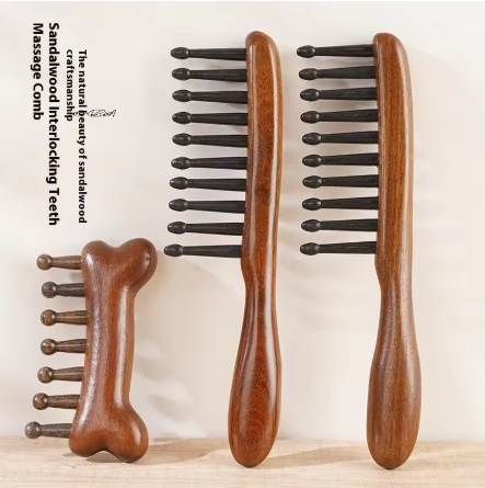 Wide-tooth comb for women and girls, natural meridian massage, anti-static, snag-free, suitable for straight or curly hair