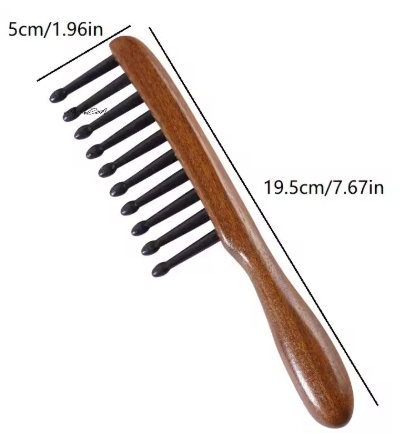 Wide-tooth comb for women and girls, natural meridian massage, anti-static, snag-free, suitable for straight or curly hair
