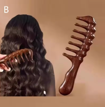 Wide-tooth comb for women and girls, natural meridian massage, anti-static, snag-free, suitable for straight or curly hair