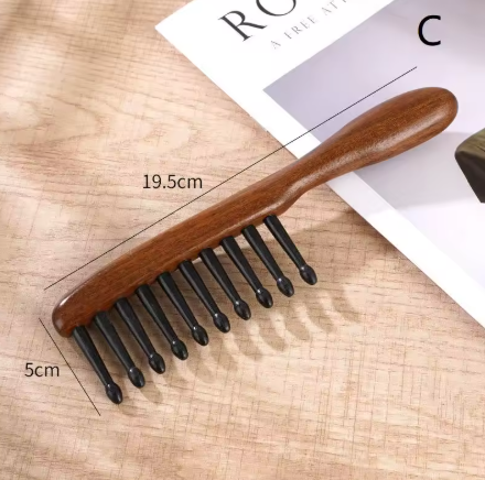 Wide-tooth comb for women and girls, natural meridian massage, anti-static, snag-free, suitable for straight or curly hair