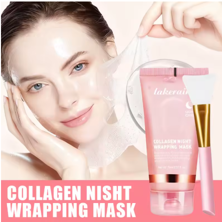 Hydrolyzed collagen exfoliating facial mask for overnight wrapping, anti-wrinkle, pore-reducing and brightening, suitable for oily/greasy skin care.