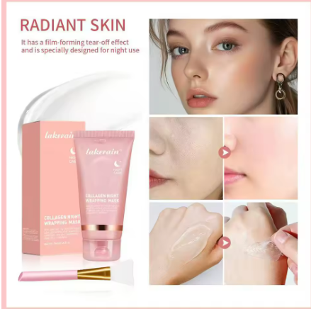 Hydrolyzed collagen exfoliating facial mask for overnight wrapping, anti-wrinkle, pore-reducing and brightening, suitable for oily/greasy skin care.