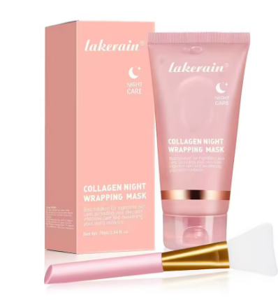 Hydrolyzed collagen exfoliating facial mask for overnight wrapping, anti-wrinkle, pore-reducing and brightening, suitable for oily/greasy skin care.