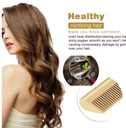 Pink hot comb, electric hot comb for heating and pressing, hair straightening iron for wigs and beards, styling tool for wet and dry hair